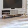 Rack Bancada Tv 75 Pol 200 cm Veneza Off White Matte Colibri