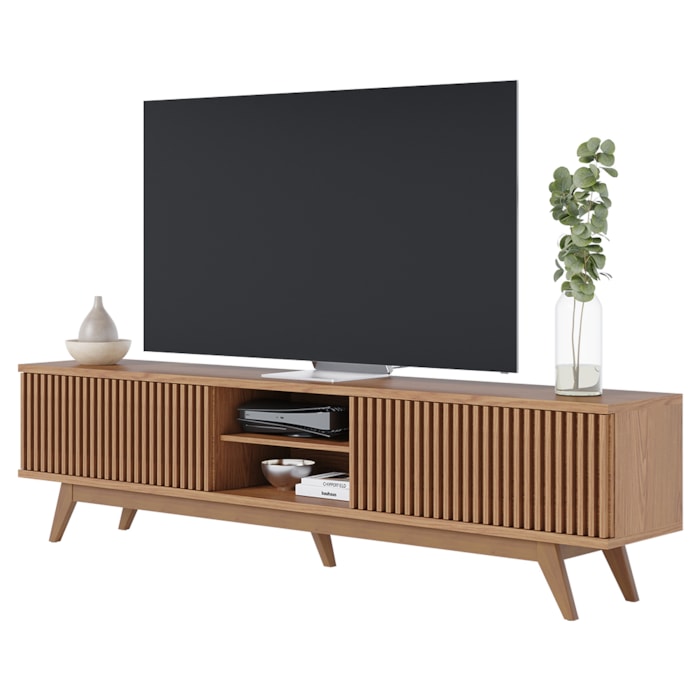 Rack Bancada Tv 75 Pol 218 cm 4 Portas Fortaleza Freijo Colibri