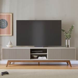 Rack Bancada Tv 75 Pol 218 cm 4 Portas Fortaleza Off White Matte Colibri