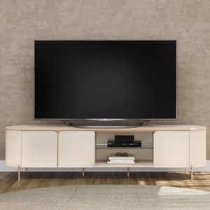 Rack Bancada Tv 75 Pol 241 cm MDF Ariana Off White Dj Moveis
