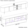 Rack Bancada Tv 75 Pol 241 cm MDF Ariana Off White Dj Moveis