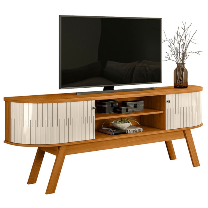Rack Bancada Tv 75 Pol 2P 183 cm Valencia Cinamomo Off White MADETEC
