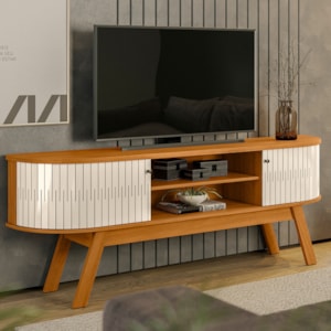 Rack Bancada Tv 75 Pol 2P 183 cm Valencia Cinamomo Off White MADETEC