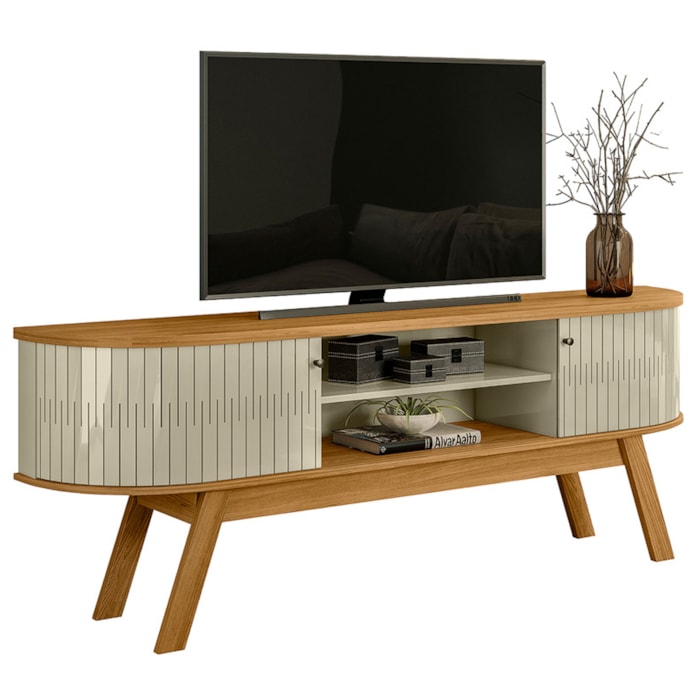 Rack Bancada Tv 75 Pol 2P 183 cm Valencia Cumaru Opala MADETEC