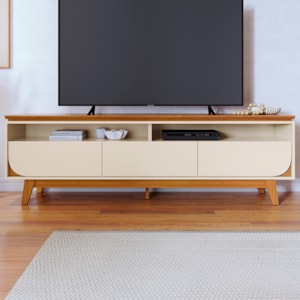 Rack Bancada Tv 75 Pol 3G 200 cm Selene Cinamomo Off White MADETEC