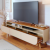 Rack Bancada Tv 75 Pol 3G 200 cm Selene Cinamomo Off White MADETEC