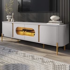 Rack Bancada Tv 75 Pol Organico 180 cm Juquehy Off White Naturalle BECHARA