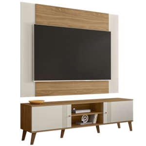 Rack Com Painel Extensivel Para TV 70 Pol Nature Off White PLLA