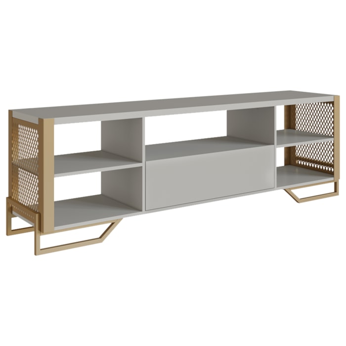 Rack Industrial 180 Cm Gaveta E Tela Em Metal 1017 Arenas Dourado PP