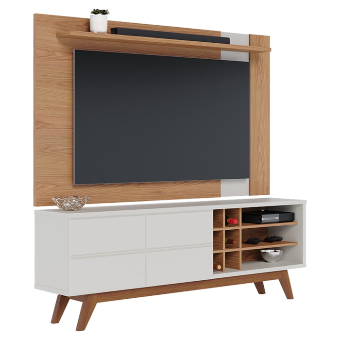 Rack Noronha Painel Leme Tv 70 Pol Extensivel Freijo Off White Matte Colibri