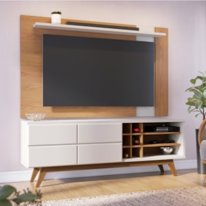 Rack Noronha Painel Leme Tv 70 Pol Extensivel Freijo Off White Matte Colibri