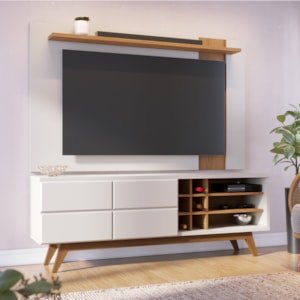 Rack Noronha Painel Leme Tv 70 Pol Extensivel Off White Matte Freijo Colibri