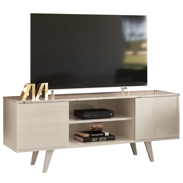 Rack Para Tv 55 Pol 2 Portas 136 cm Lisboa Calacata Off White MADETEC