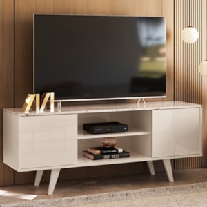 Rack Para Tv 55 Pol 2 Portas 136 cm Lisboa Calacata Off White MADETEC