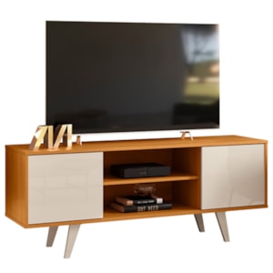Rack Para Tv 55 Pol 2 Portas 136 cm Lisboa Cinamomo Off White MADETEC Rack Para Tv 55 Pol 2 Portas 136 cm Lisboa Cinamomo Off White MADETEC