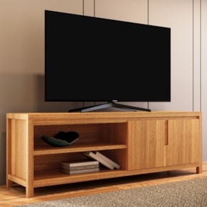 Rack Para Tv 70 Pol Madeira Macica Taeda 2 Portas 180 cm 1552N Rustico Claro Festra