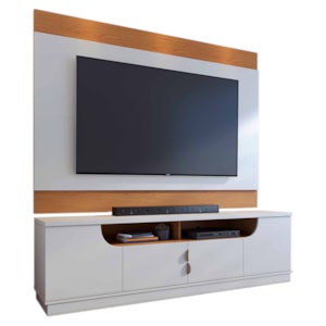 Rack Santorini 4 Portas Painel Nilo Tv 75 Pol Off White Matte Freijo Colibri