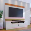 Rack Santorini e Painel Nilo Tv 75 Pol 200 cm Off White Matte Freijo Colibri
