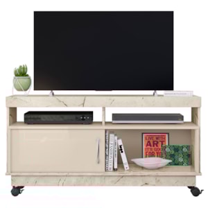 Rack Tv 50 Pol 121 cm 1 Porta Artur Calacata Off White MADETEC