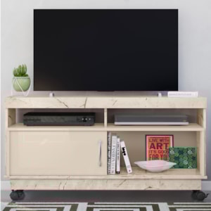 Rack Tv 50 Pol 121 cm 1 Porta Artur Calacata Off White MADETEC