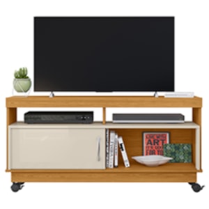 Rack Tv 50 Pol 121 cm 1 Porta Artur Cinamomo Off White MADETEC