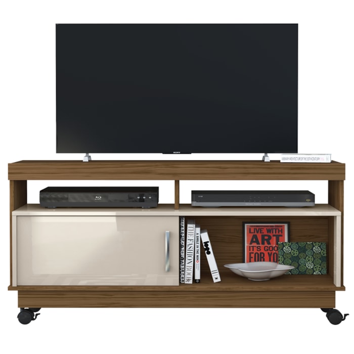 Rack Tv 50 Pol 121 cm 1 Porta Artur Naturale Off White MADETEC