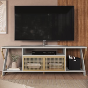 Rack Tv 60 Pol Industrial 160 cm P1033 Arenas Dourado PP