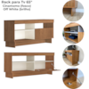 Rack Tv 65 Pol 160 cm Aparador e Mesa Centro Cinamomo Off White ARLY