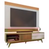 Rack Veneza e Painel Nilo Tv 75 Pol 200 cm Freijo Off White Matte Colibri