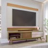 Rack Veneza e Painel Nilo Tv 75 Pol 200 cm Freijo Off White Matte Colibri