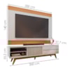 Rack Veneza e Painel Nilo Tv 75 Pol 200 cm Off White Matte Freijo Colibri