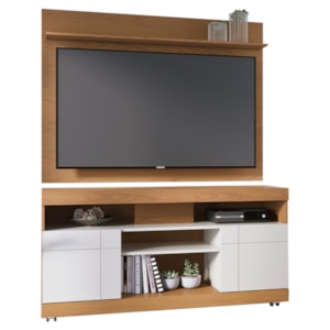 Rack Yara e Painel Maia Tv 55 Pol 136 cm 5016 Freijo Off White Colibri