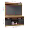 Rack Yara e Painel Maia Tv 55 Pol 136 cm 5016 Noce Milano Preto Colibri