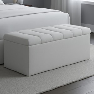 Recamier Calcadeira Bau 100 cm Dalia Linho Champagne Artte