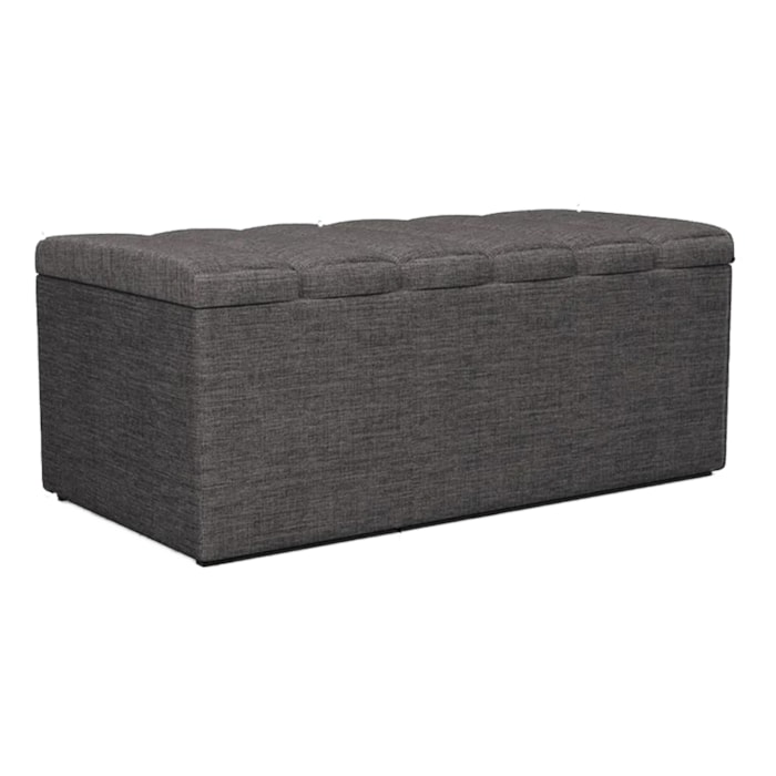 Recamier Calcadeira Bau 100 cm Dalia Linho Cinza Escuro Artte