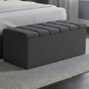 Recamier Calcadeira Bau 100 cm Dalia Linho Cinza Escuro Artte