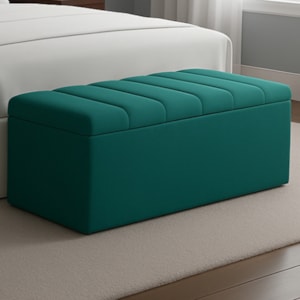 Recamier Calcadeira Bau 100 cm Dalia Linho Verde Musgo Artte