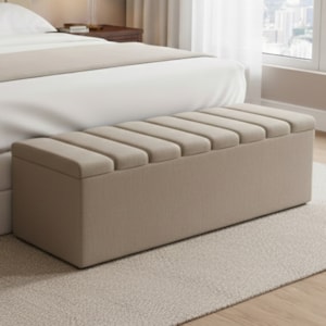 Recamier Calcadeira Bau 140 cm Dalia Linho Bege Artte