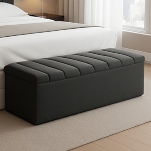 Recamier Calcadeira Bau 140 cm Dalia Linho Chumbo Artte