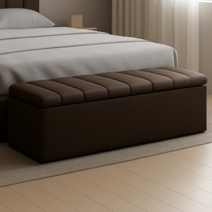 Recamier Calcadeira Bau 140 cm Dalia Suede Marrom Artte