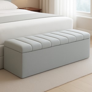 Recamier Calcadeira Bau 160 cm Dalia Linho Cinza Artte