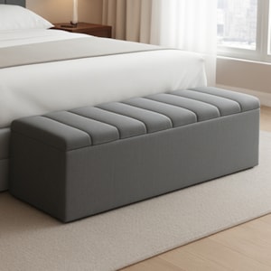 Recamier Calcadeira Bau 160 cm Dalia Linho Cinza Escuro Artte