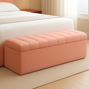 Recamier Calcadeira Bau 160 cm Dalia Linho Rose Artte