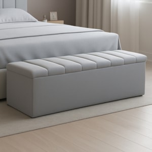 Recamier Calcadeira Bau 160 cm Dalia Suede Cinza Artte