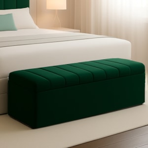 Recamier Calcadeira Bau 160 cm Dalia Suede Verde Musgo Artte