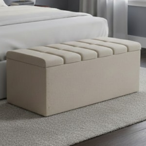 Recamier Calcadeira Bau 90 cm Dalia Linho Bege Artte