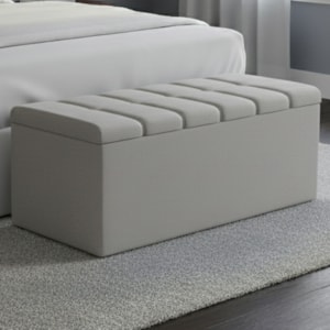 Recamier Calcadeira Bau 90 cm Dalia Linho Cinza Artte