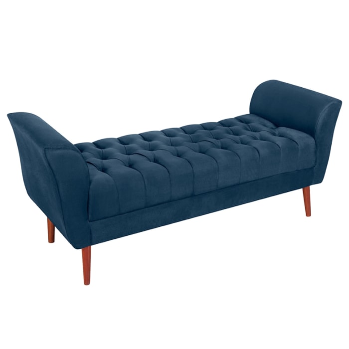 Recamier Capitone Pes Madeira 160 cm Grecia Suede Azul Marinho MPassos