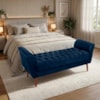 Recamier Capitone Pes Madeira 160 cm Grecia Suede Azul Marinho MPassos