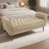 Recamier Capitone Pes Madeira 160 cm Grecia Suede Bege MPassos